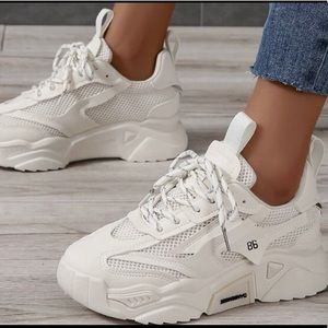 Cream chunky sneakers. worn once